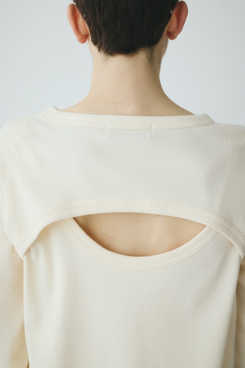 Back open cut dress O/WHT FREE