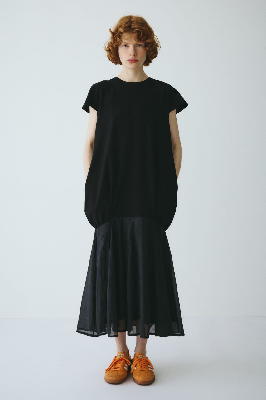 ［予約］Cap sleeve dress BLK 36