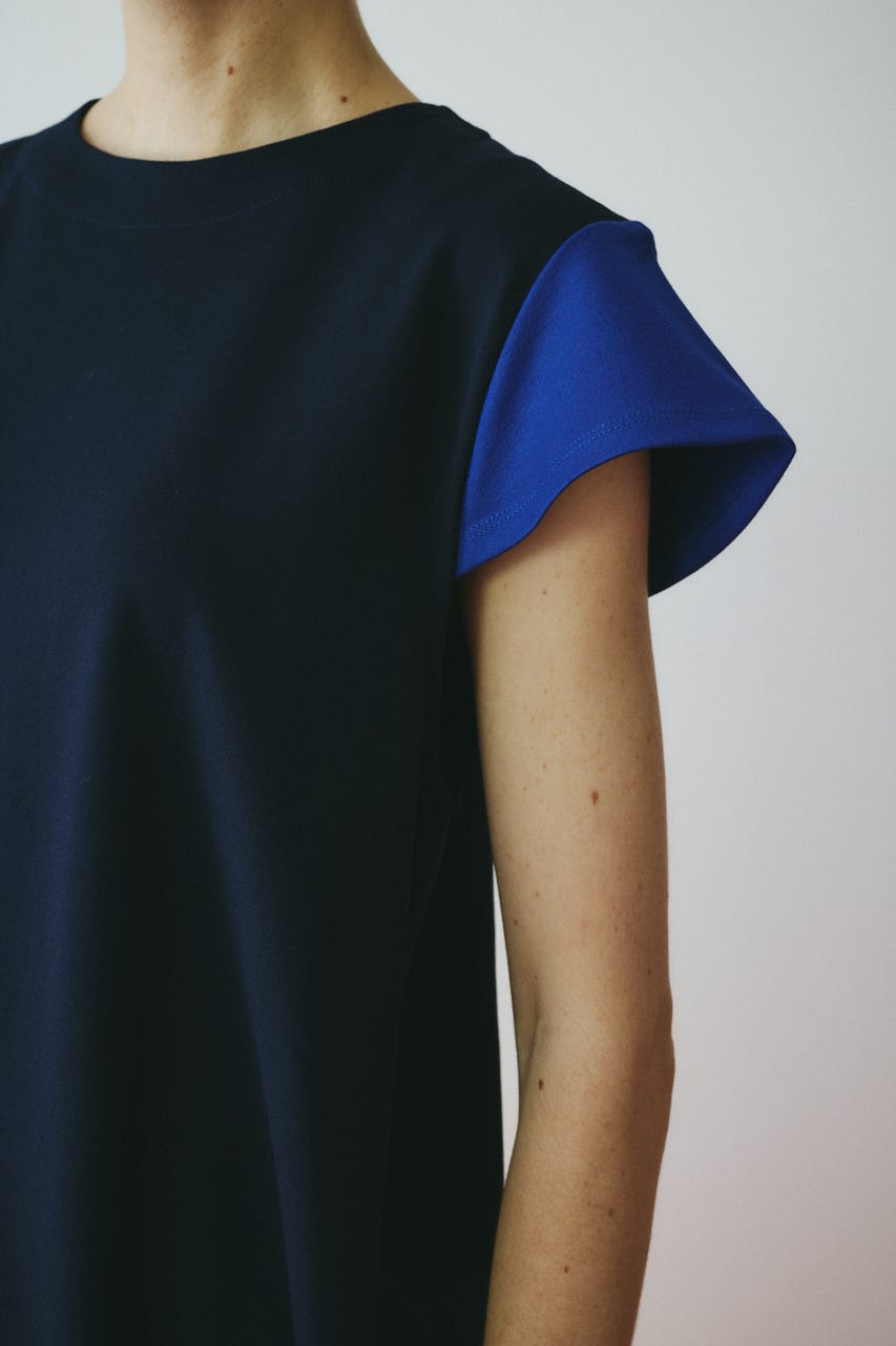 ［予約］Cap sleeve dress 柄NVY 36