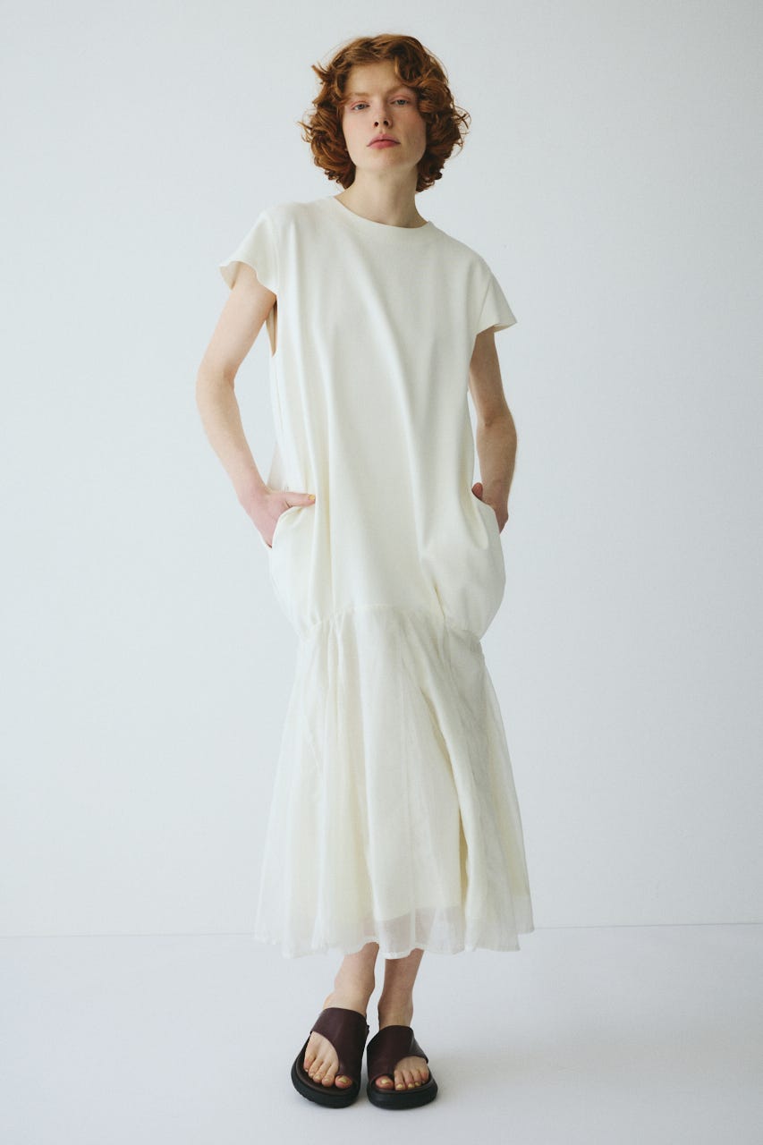 ［予約］Cap sleeve dress WHT 36