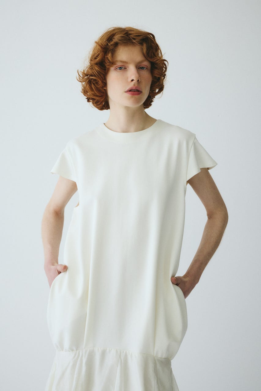 ［予約］Cap sleeve dress WHT 36