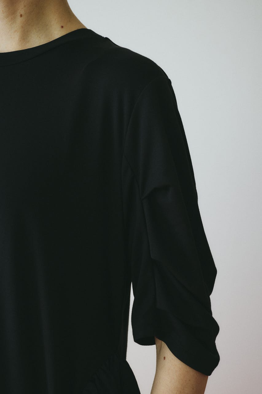 Round gather dress BLK FREE