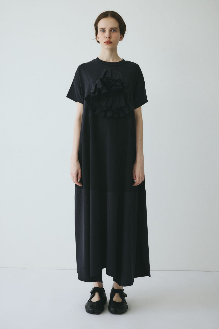 【ポイントアップ+4％対象商品】［予約］Front ribbon docking dress BLK FREE