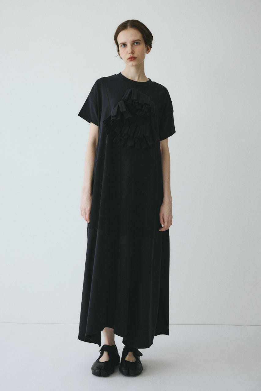 【ポイントアップ+4％対象商品】［予約］Front ribbon docking dress BLK FREE