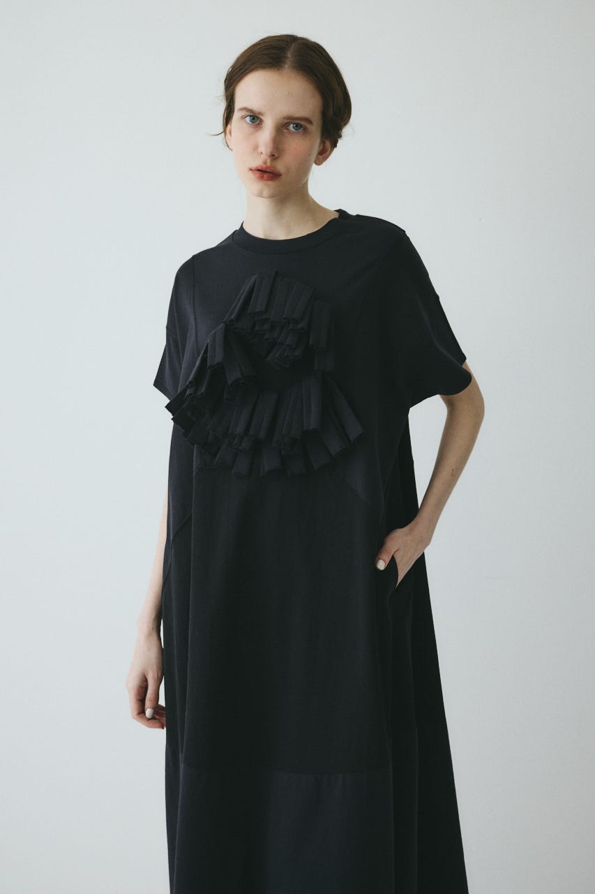 【ポイントアップ+4％対象商品】［予約］Front ribbon docking dress BLK FREE
