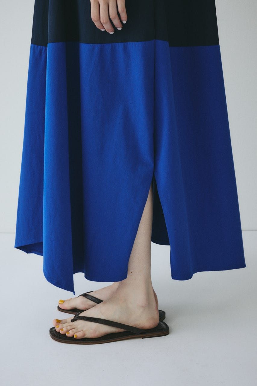 【ポイントアップ+4％対象商品】［予約］Front ribbon docking dress BLU FREE