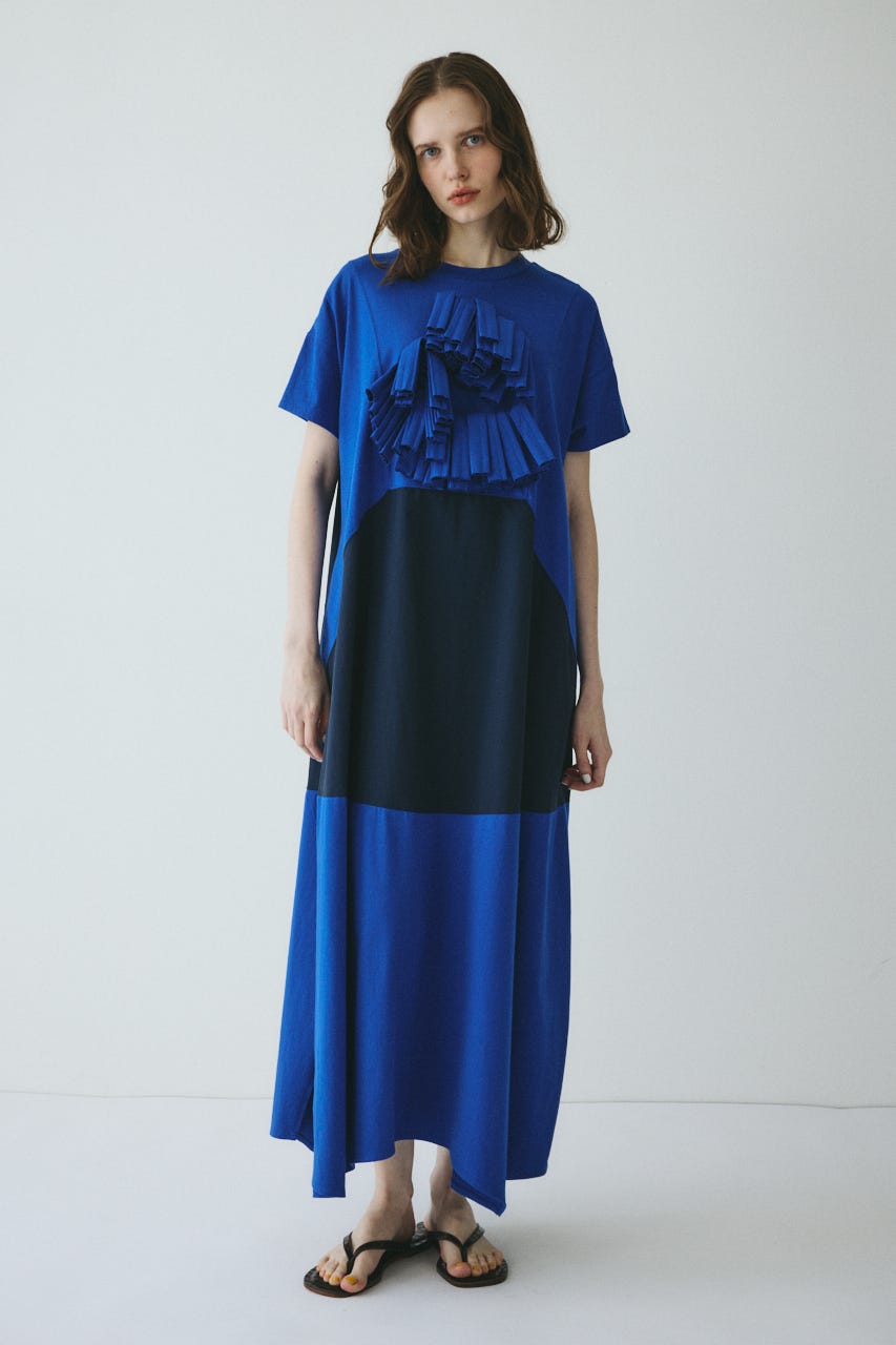 【ポイントアップ+4％対象商品】［予約］Front ribbon docking dress BLU FREE