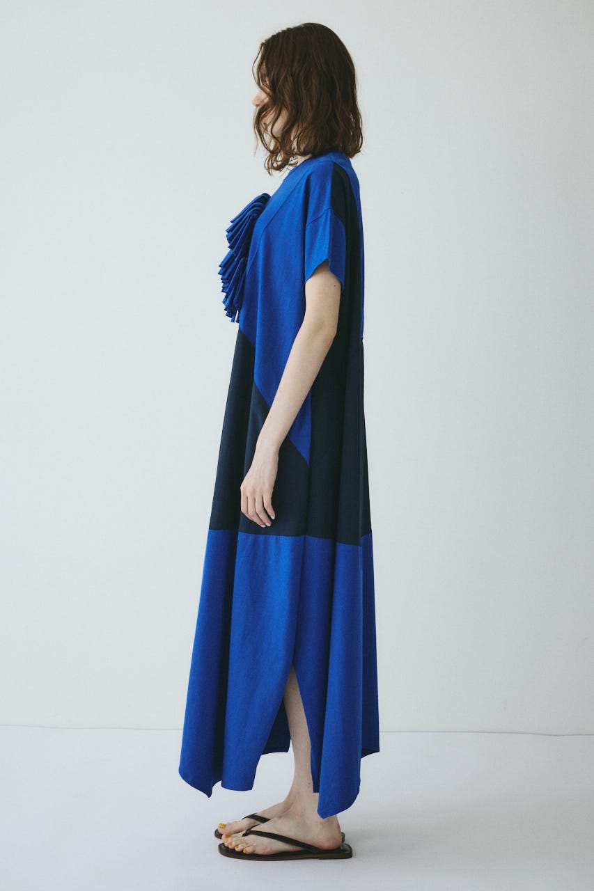 【ポイントアップ+4％対象商品】［予約］Front ribbon docking dress BLU FREE