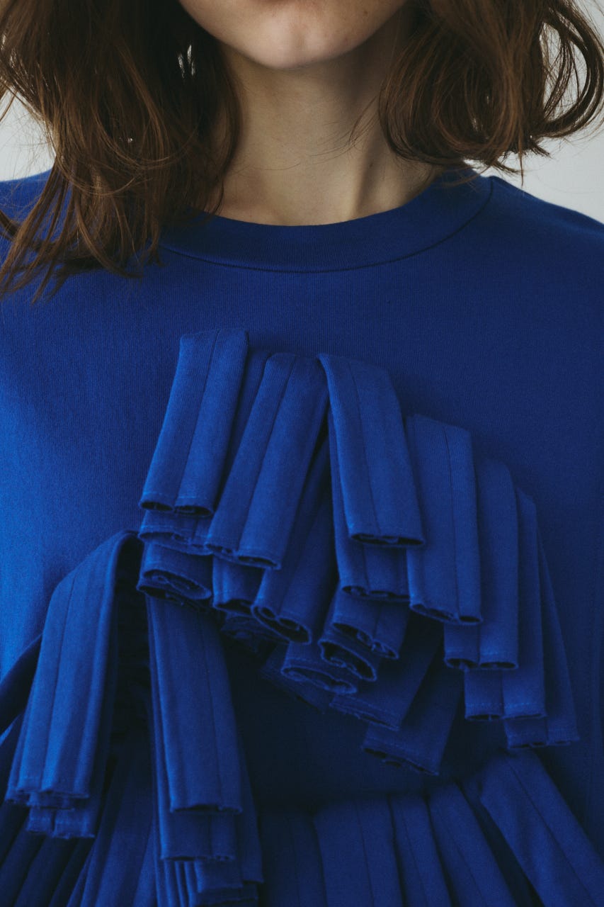 【ポイントアップ+4％対象商品】［予約］Front ribbon docking dress BLU FREE