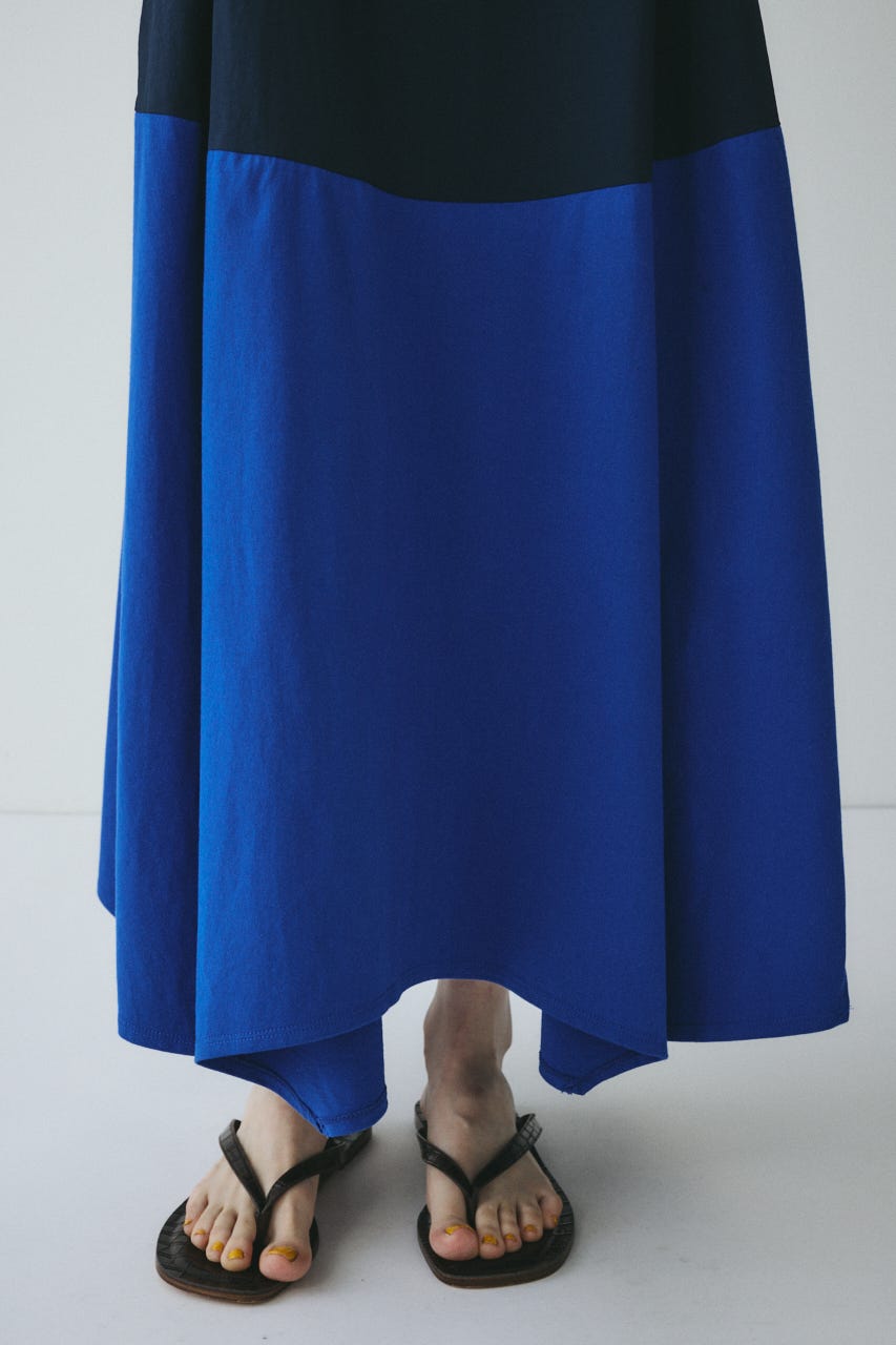 【ポイントアップ+4％対象商品】［予約］Front ribbon docking dress BLU FREE