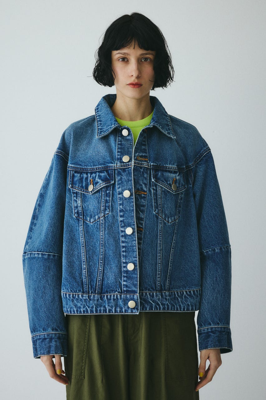 ［予約］Round form denim jacket BLU FREE