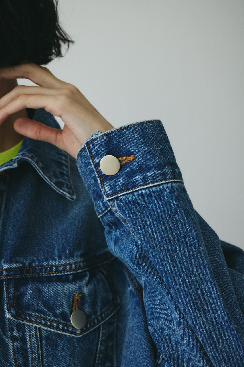 ［予約］Round form denim jacket BLU FREE