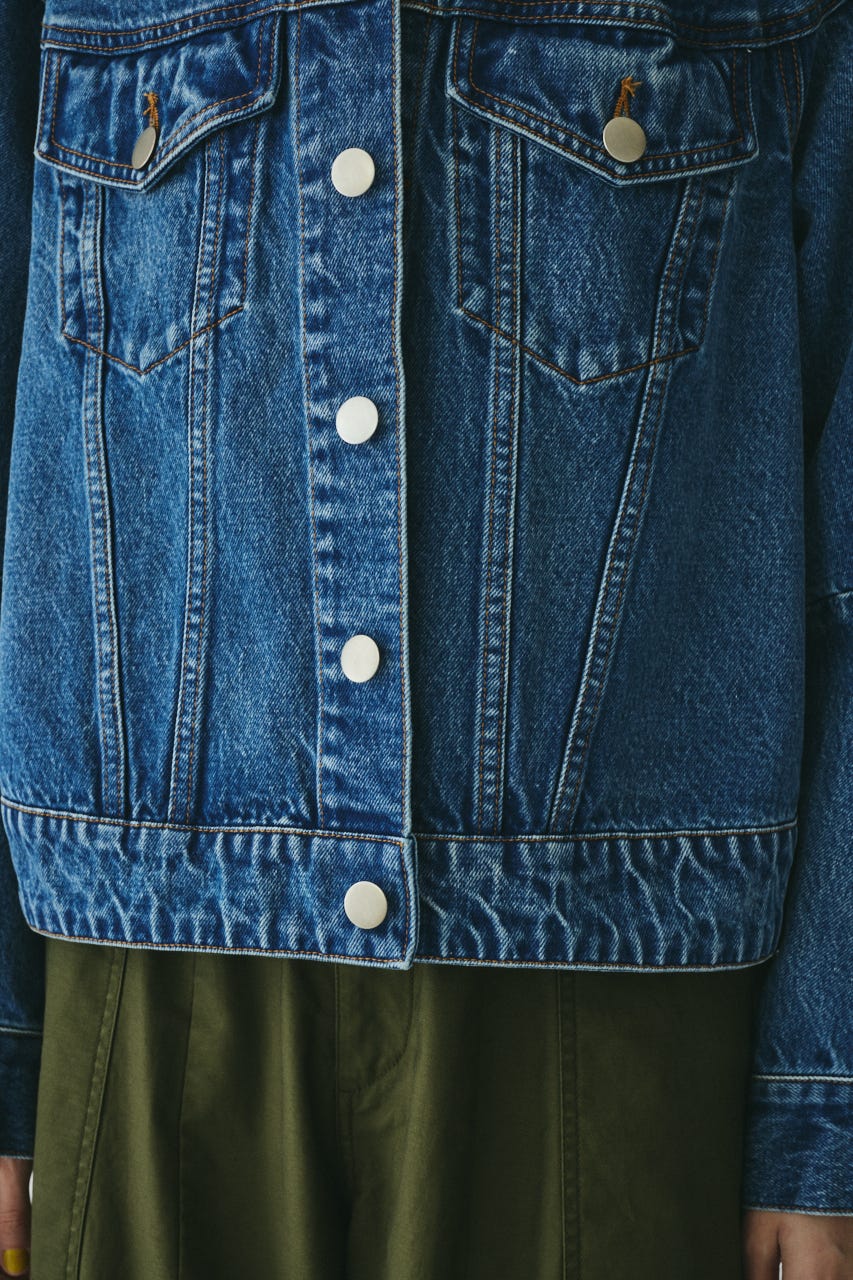 ［予約］Round form denim jacket BLU FREE