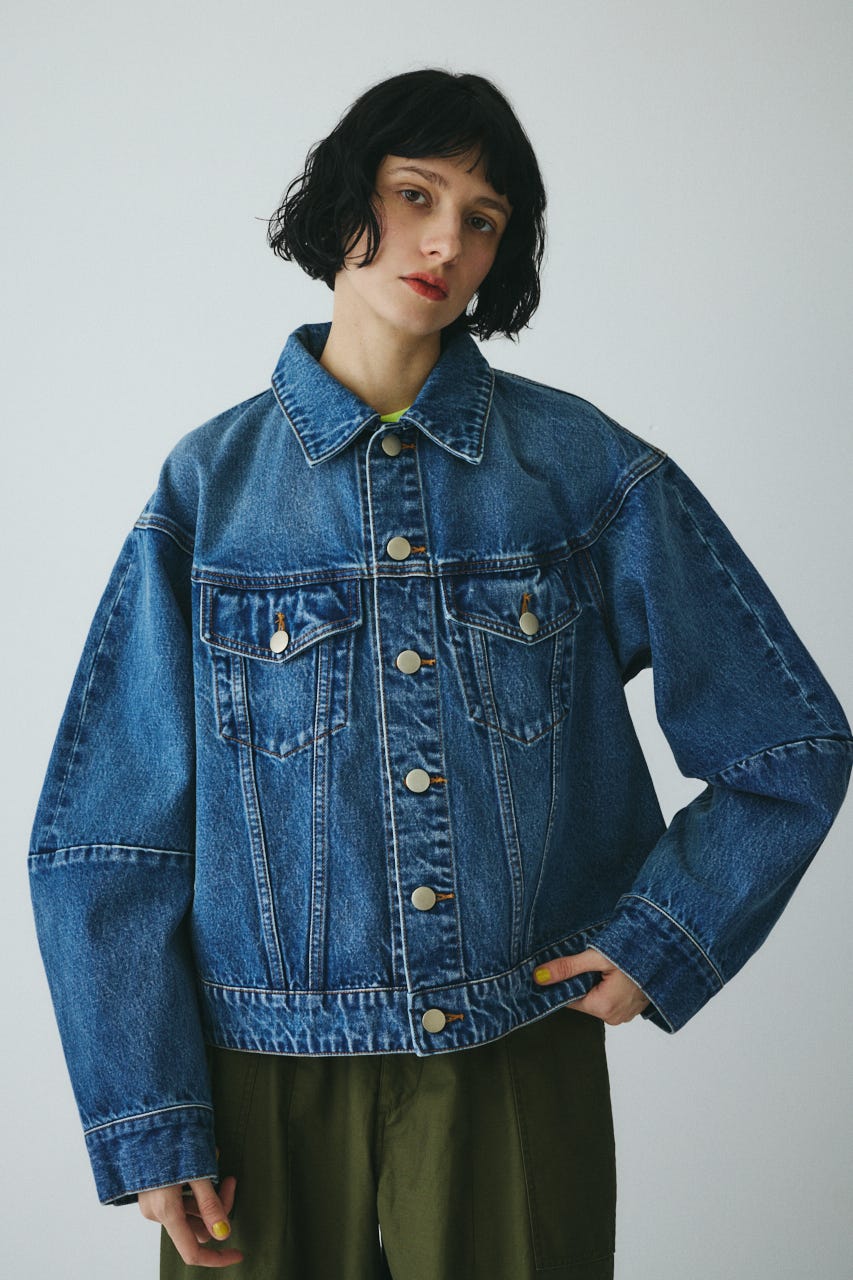 ［予約］Round form denim jacket BLU FREE