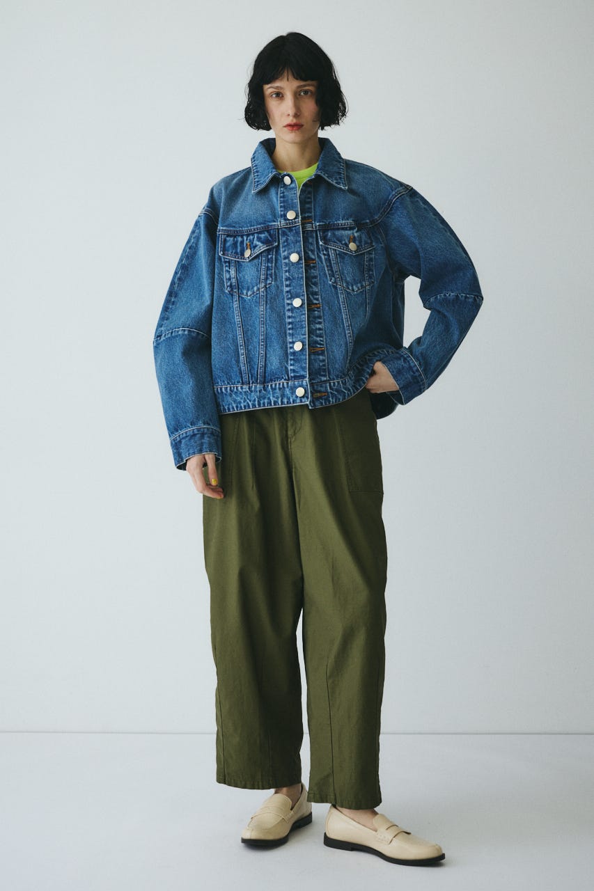 ［予約］Round form denim jacket BLU FREE