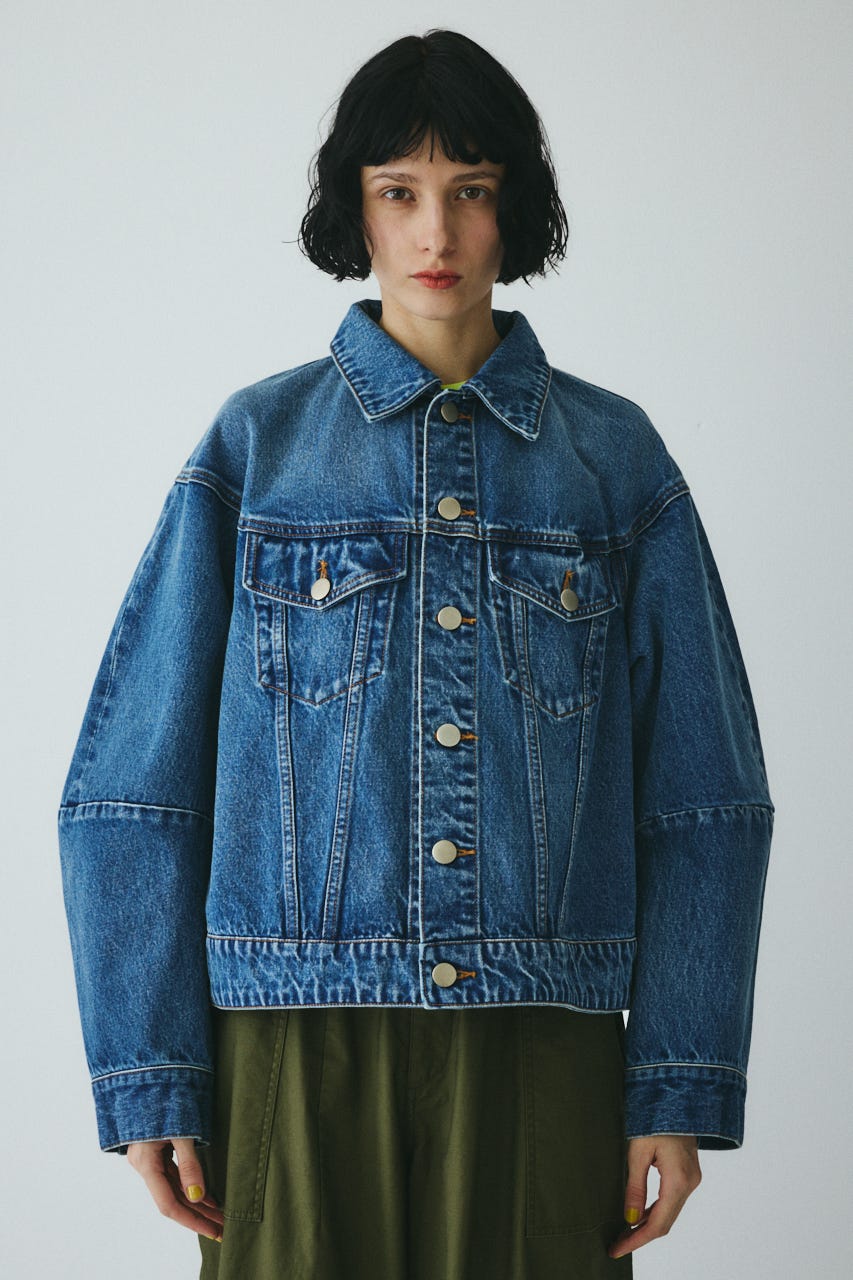 ［予約］Round form denim jacket BLU FREE
