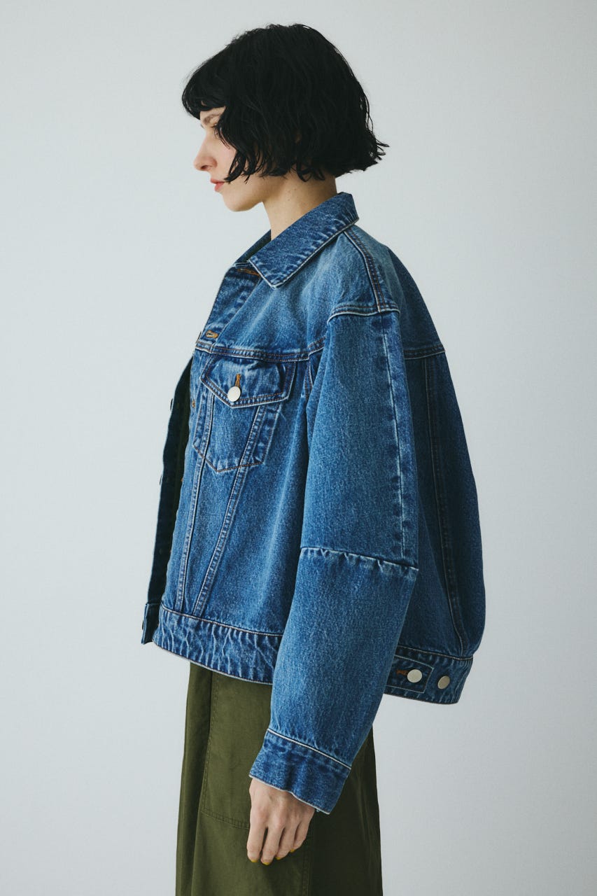 ［予約］Round form denim jacket BLU FREE