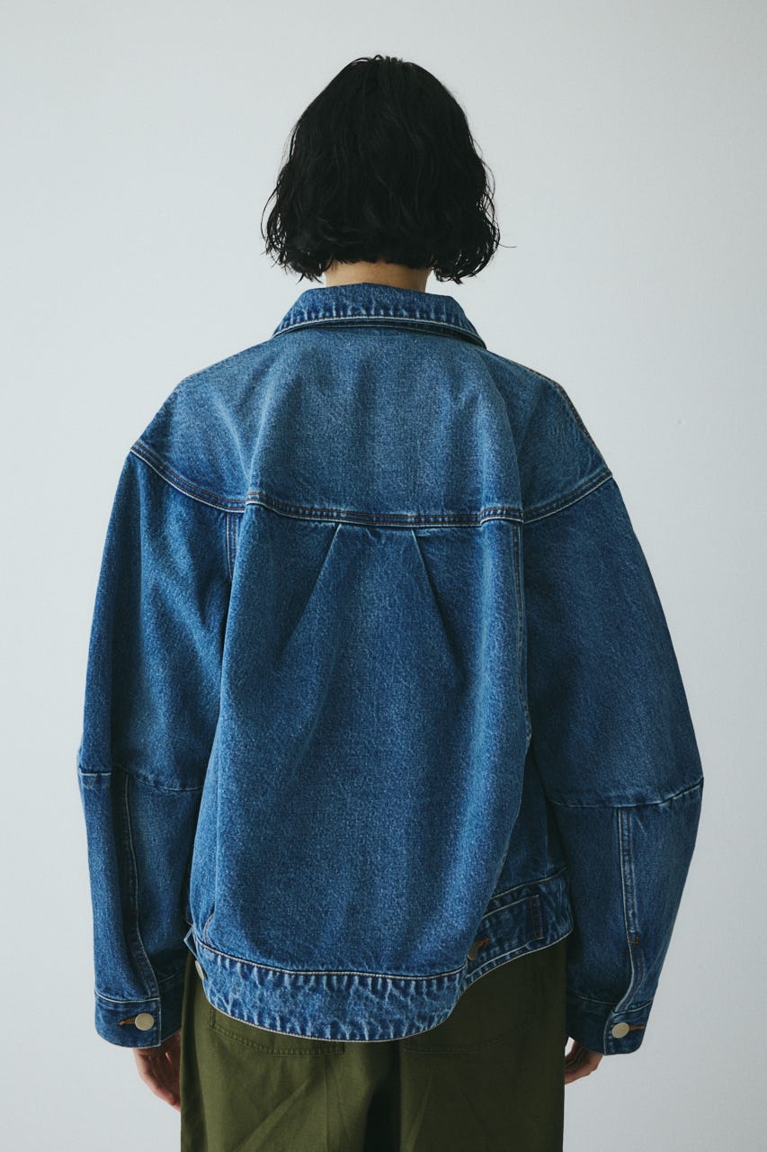 ［予約］Round form denim jacket BLU FREE
