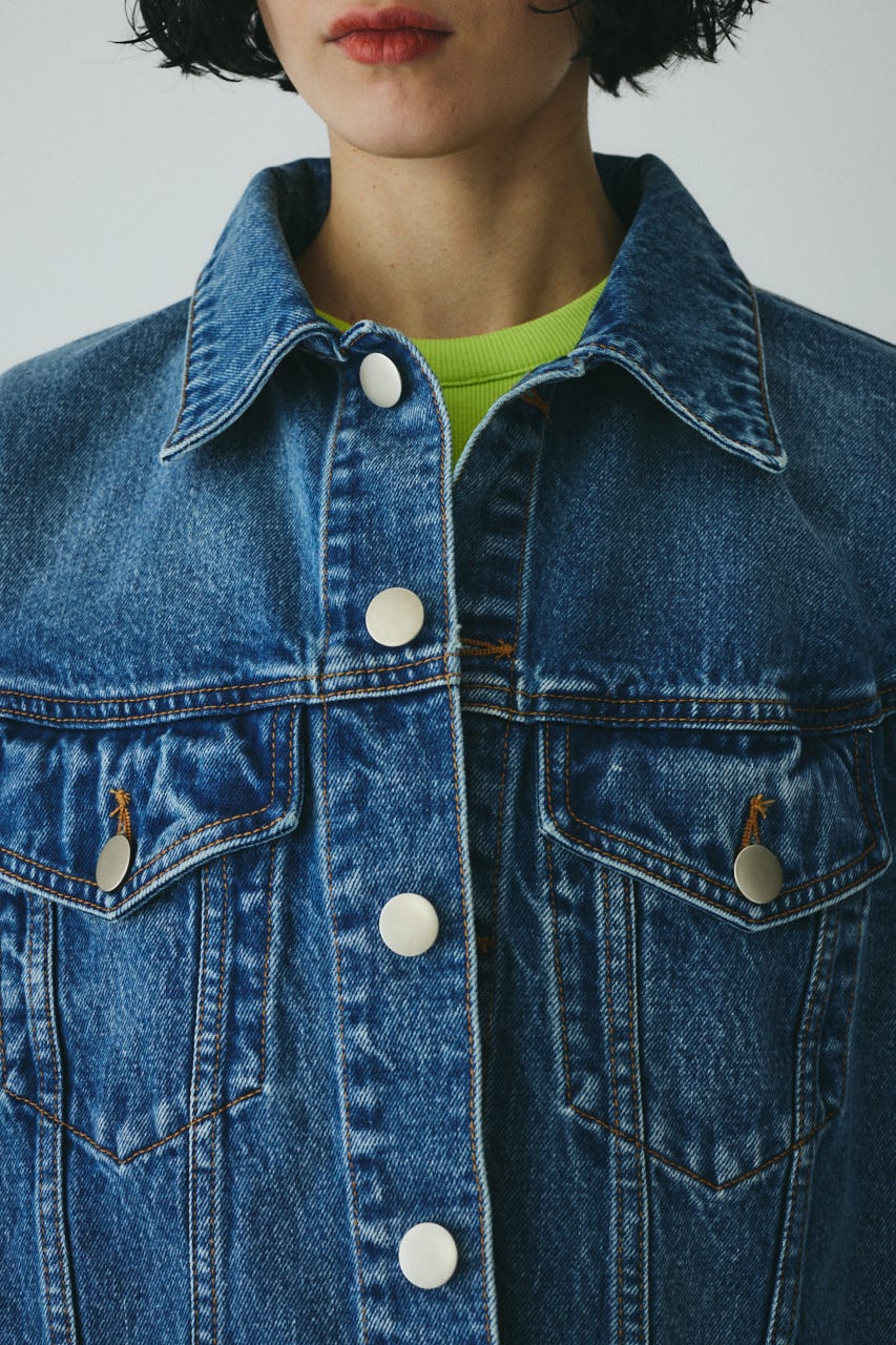 ［予約］Round form denim jacket BLU FREE