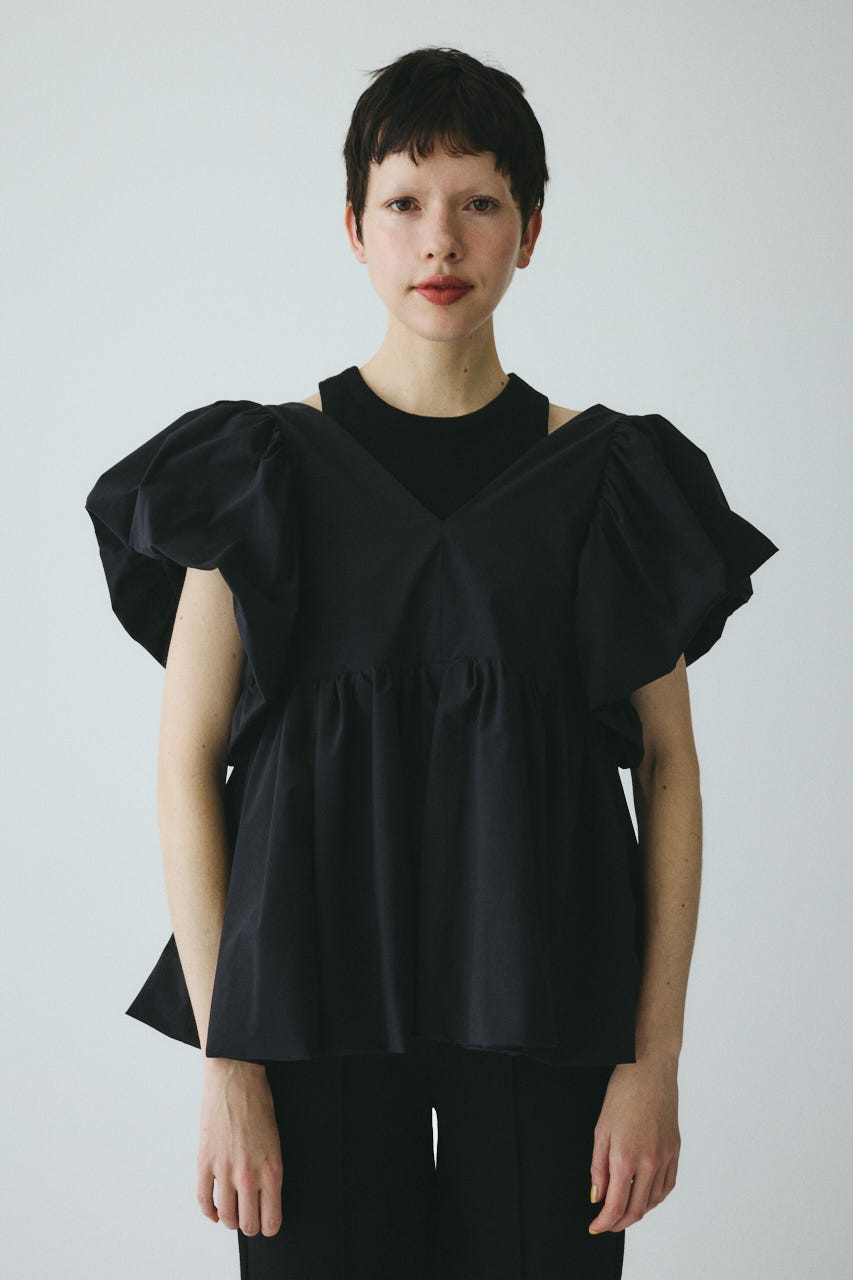 ［予約］2way balloon hem tops BLK FREE