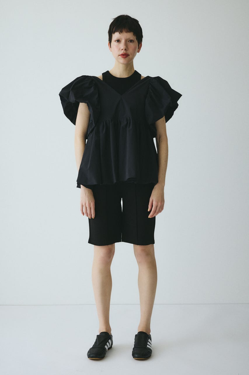 ［予約］2way balloon hem tops BLK FREE