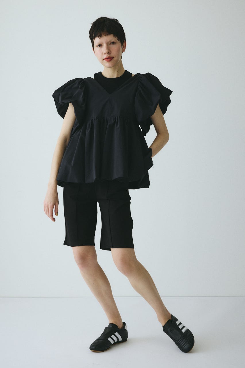 ［予約］2way balloon hem tops BLK FREE