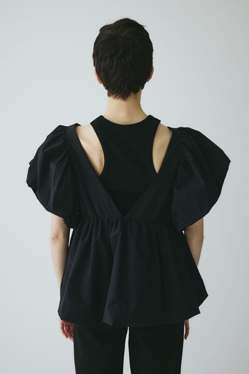 ［予約］2way balloon hem tops BLK FREE