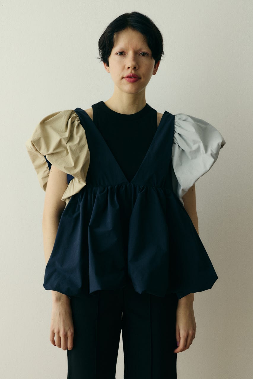［予約］2way balloon hem tops 柄NVY FREE