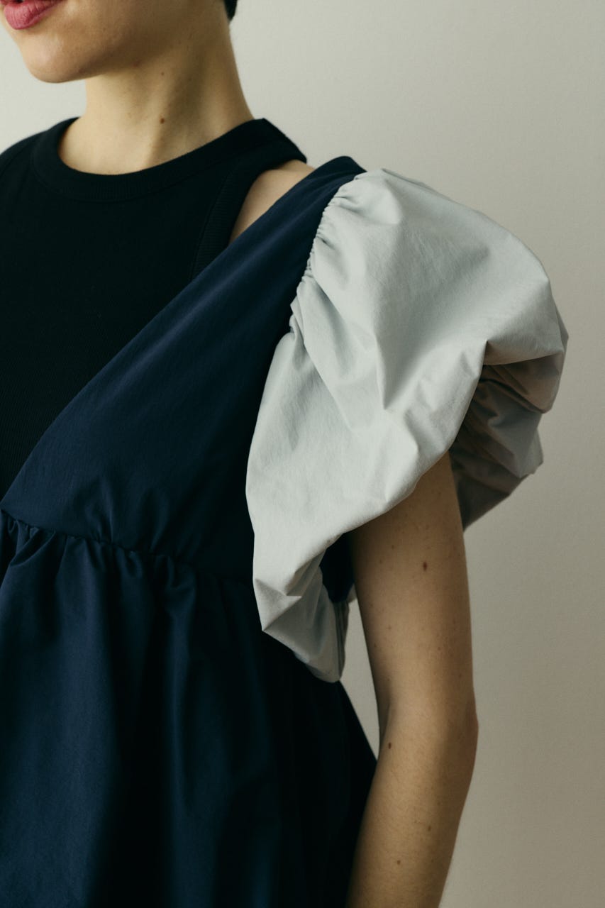 ［予約］2way balloon hem tops 柄NVY FREE
