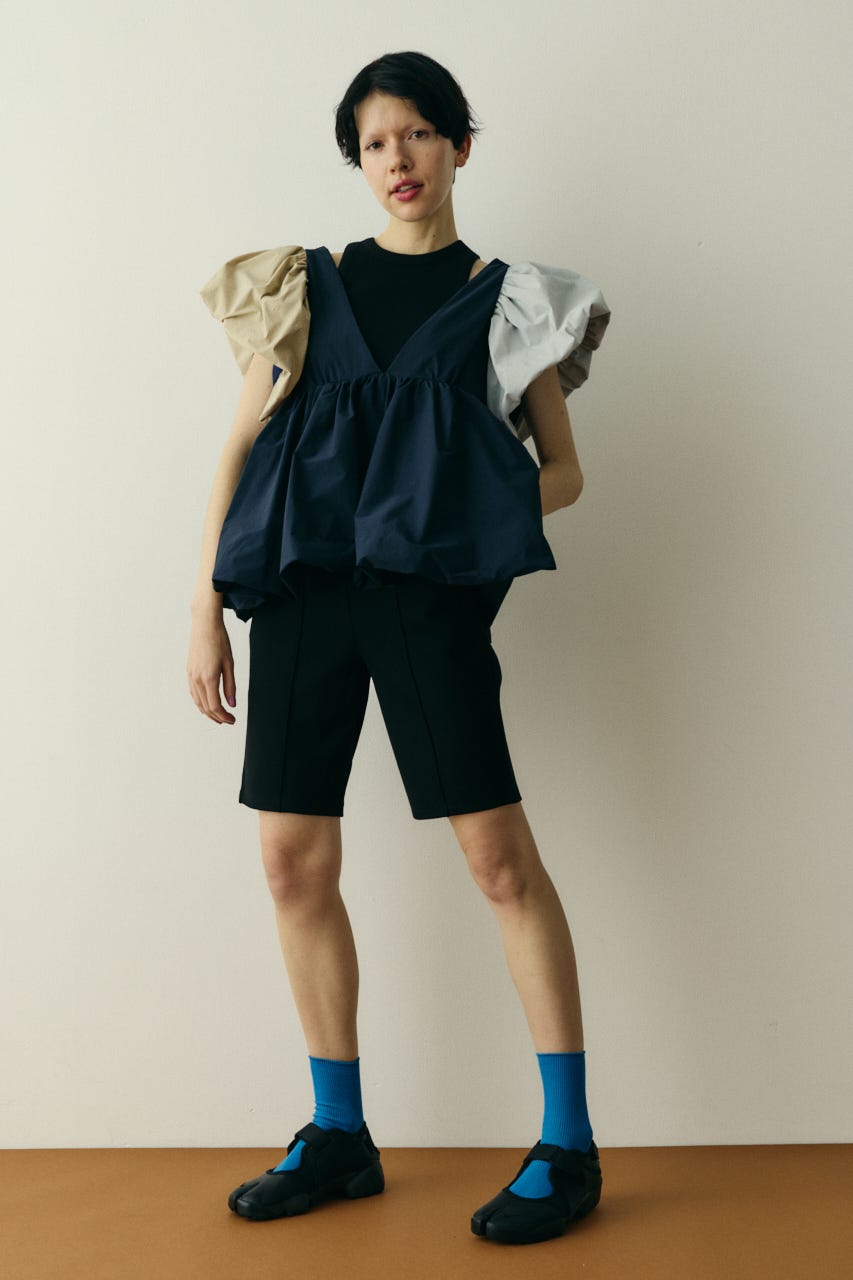 ［予約］2way balloon hem tops 柄NVY FREE