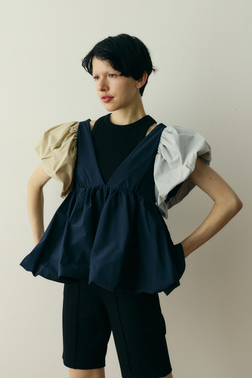 ［予約］2way balloon hem tops 柄NVY FREE