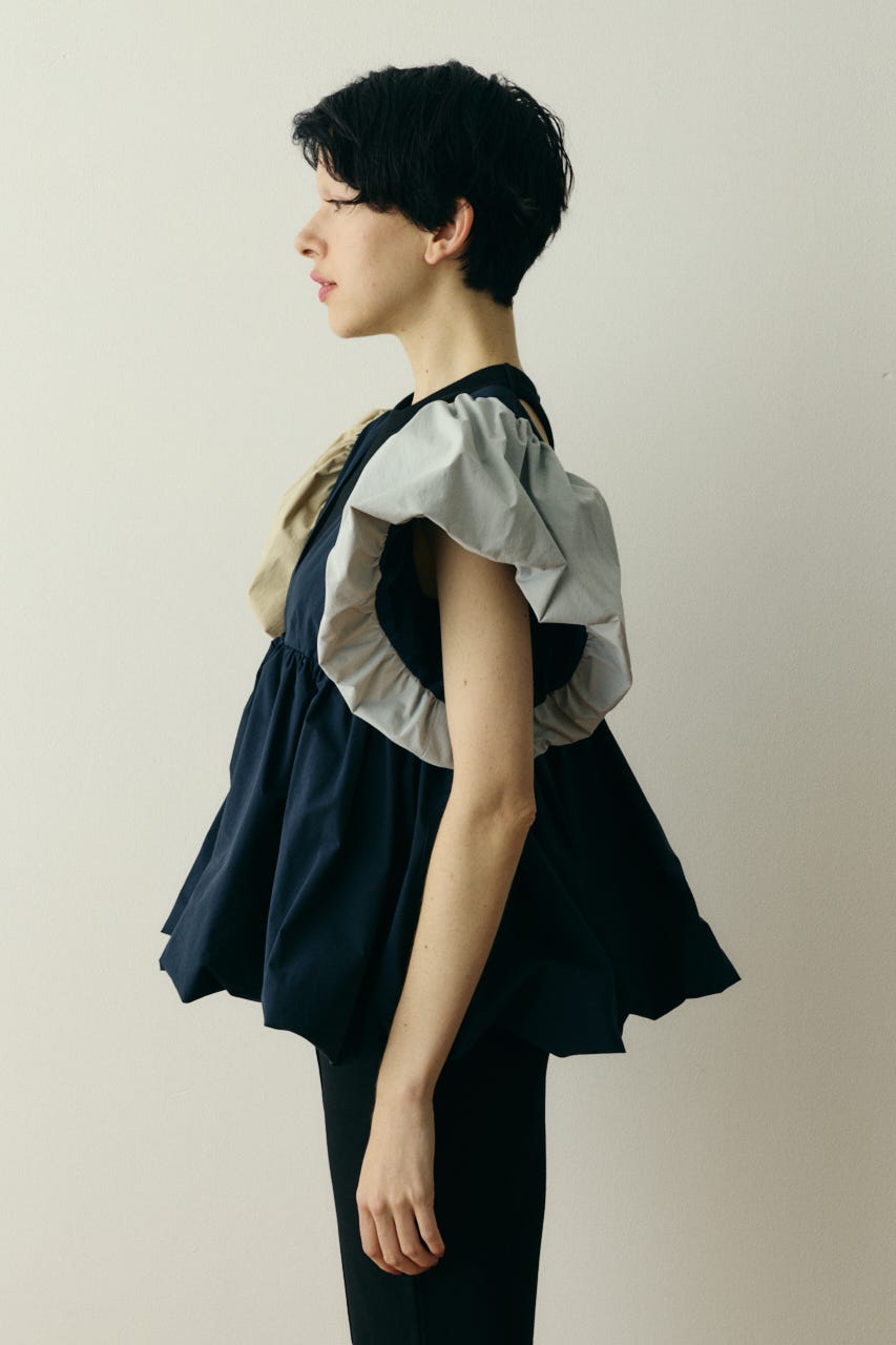 ［予約］2way balloon hem tops 柄NVY FREE