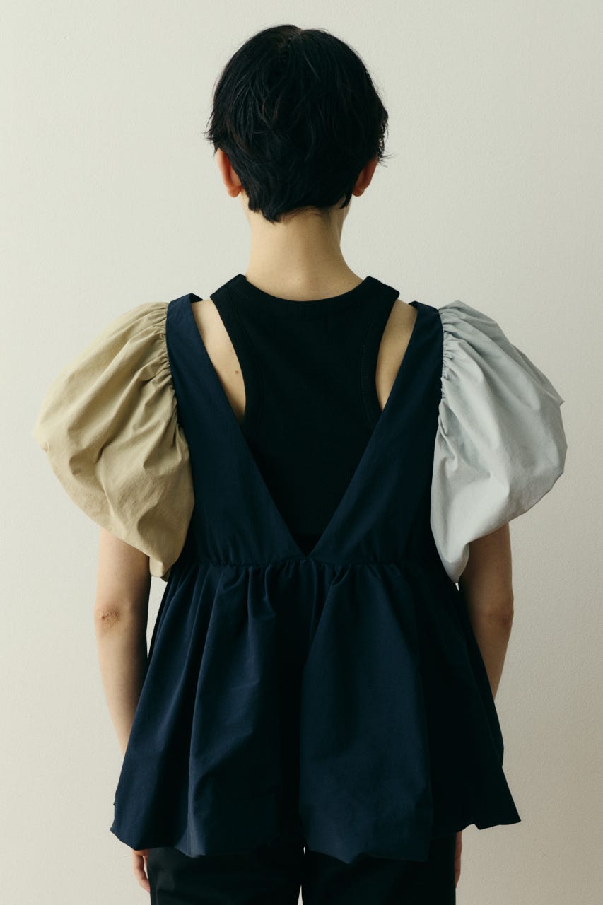 ［予約］2way balloon hem tops 柄NVY FREE