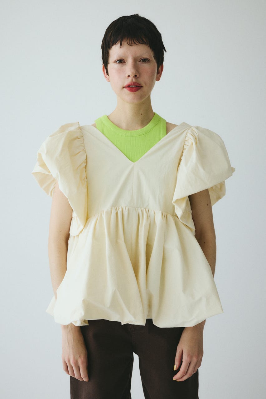 ［予約］2way balloon hem tops O/WHT FREE