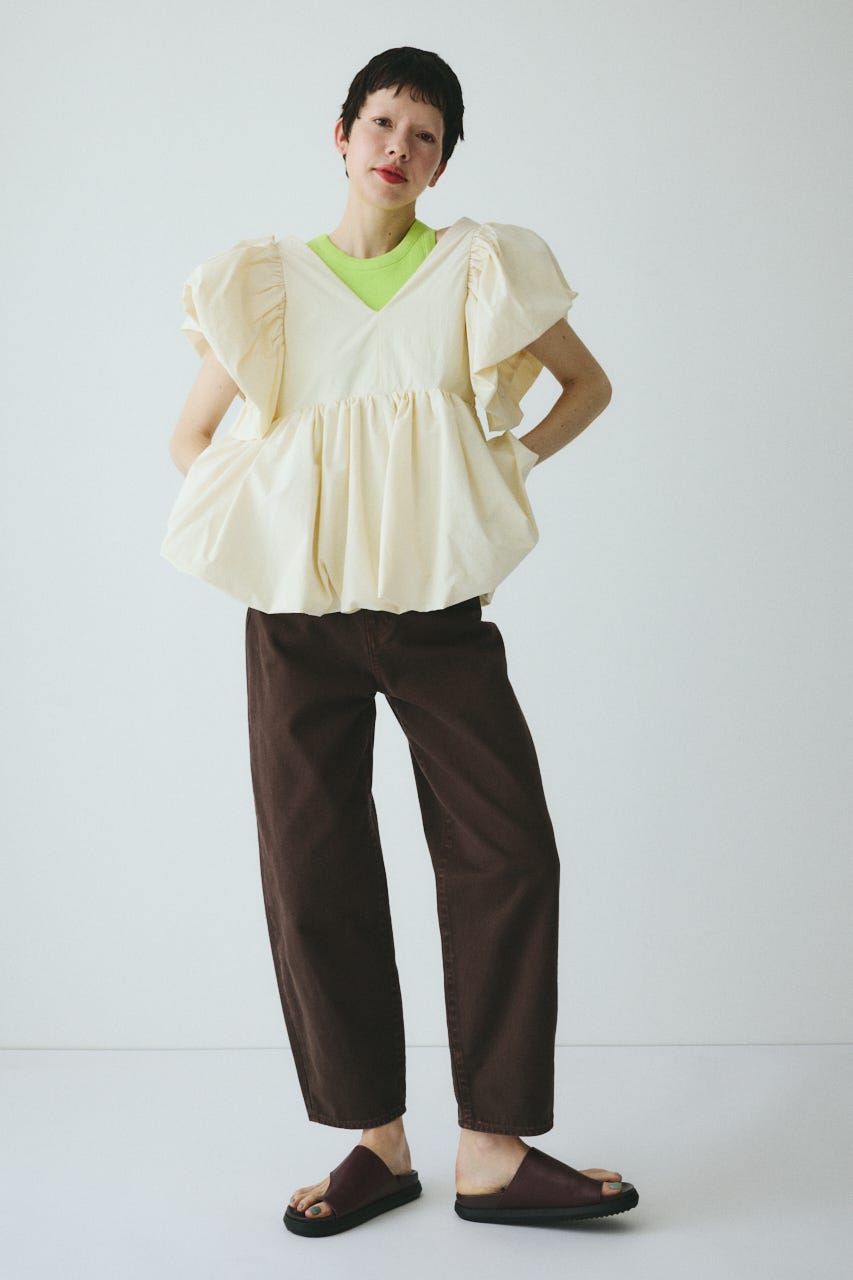 ［予約］2way balloon hem tops O/WHT FREE
