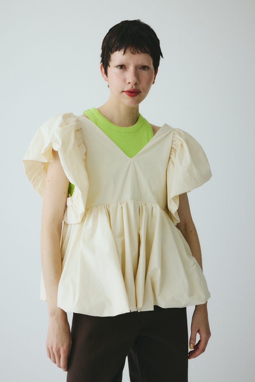 ［予約］2way balloon hem tops O/WHT FREE