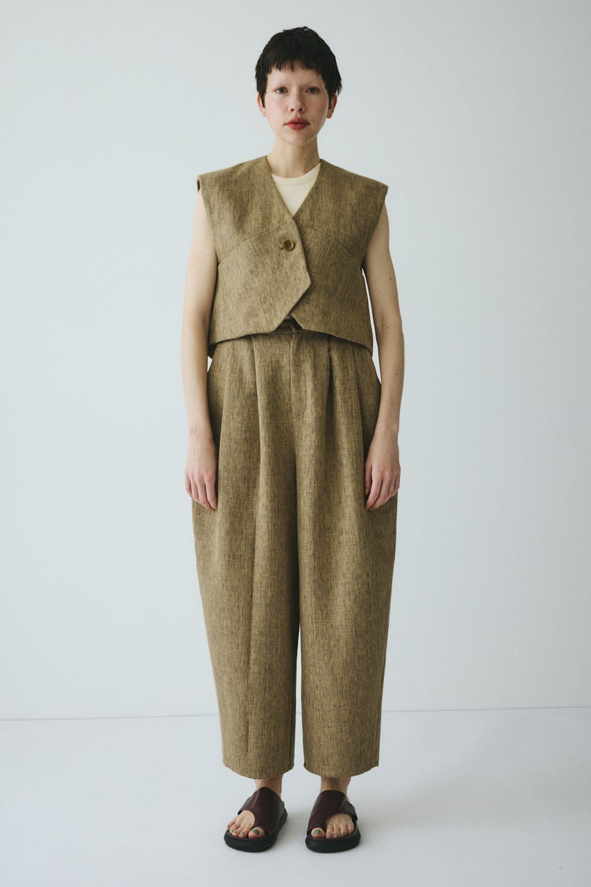 ［予約］Tweed butcher vest BEG FREE