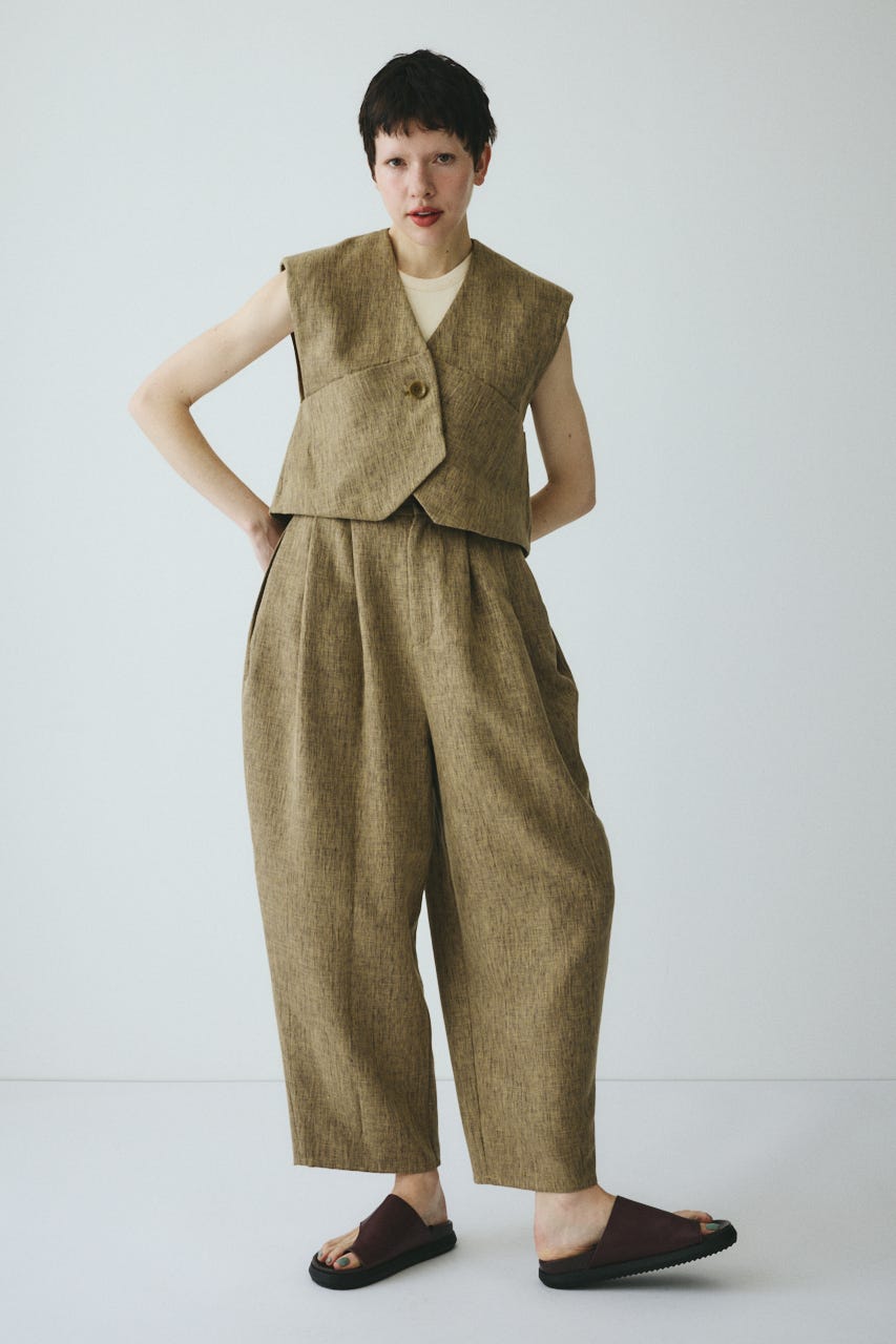 ［予約］Tweed butcher vest BEG FREE