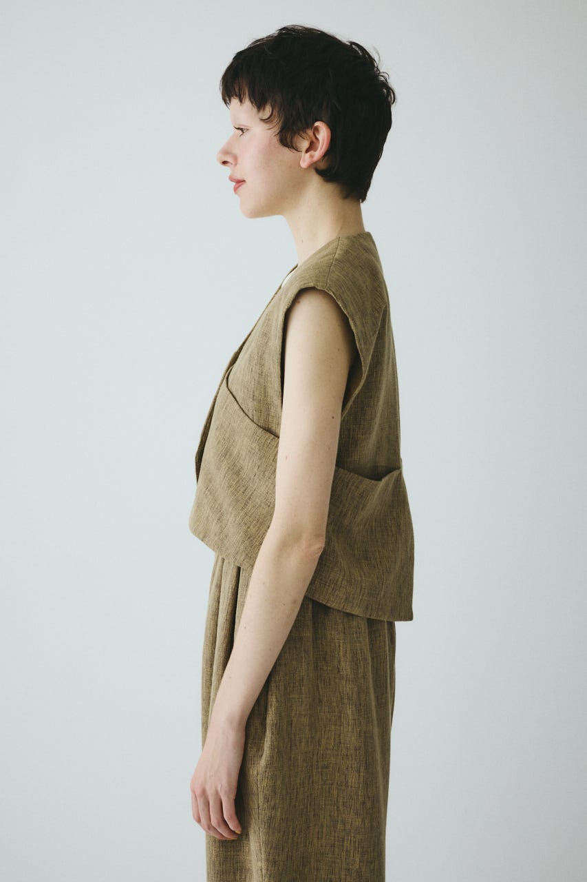 ［予約］Tweed butcher vest BEG FREE