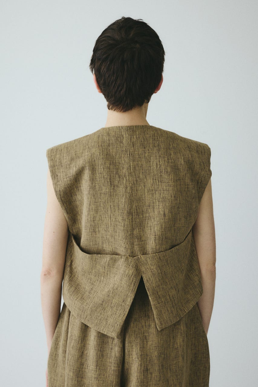 ［予約］Tweed butcher vest BEG FREE