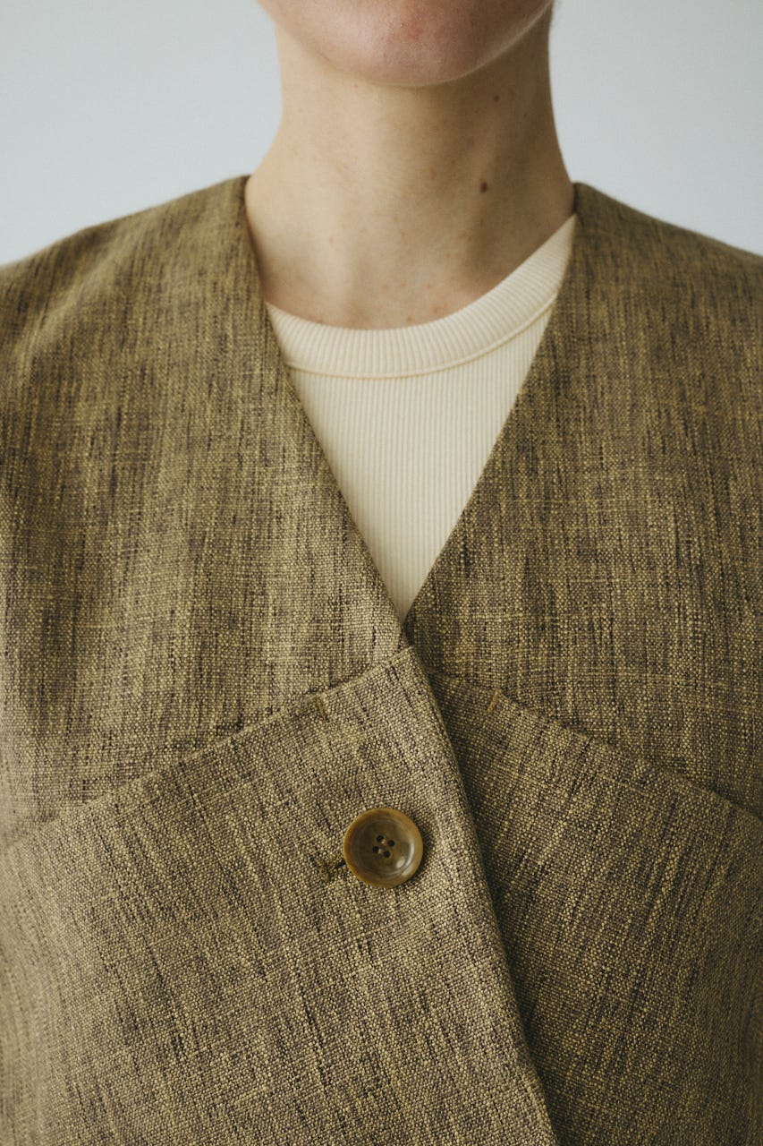 ［予約］Tweed butcher vest BEG FREE