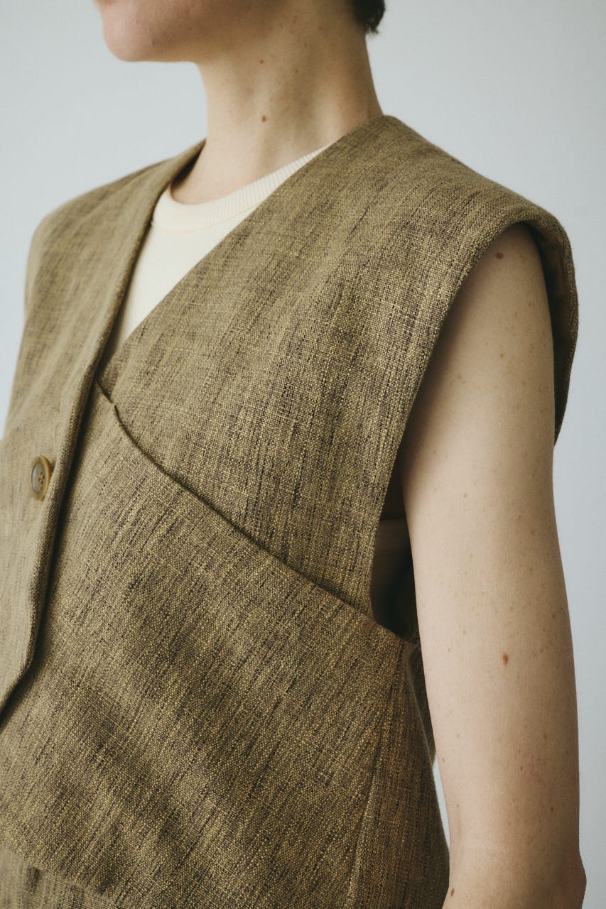 ［予約］Tweed butcher vest BEG FREE