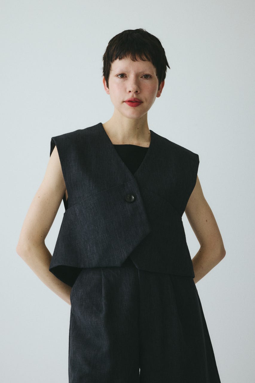 ［予約］Tweed butcher vest BLK FREE