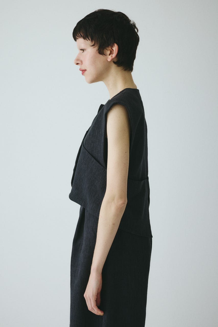 ［予約］Tweed butcher vest BLK FREE