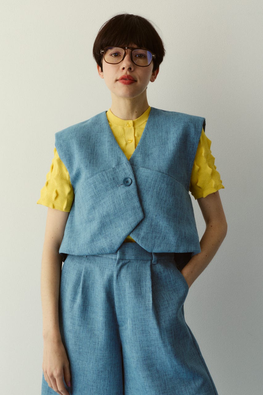 ［予約］Tweed butcher vest L/BLU FREE