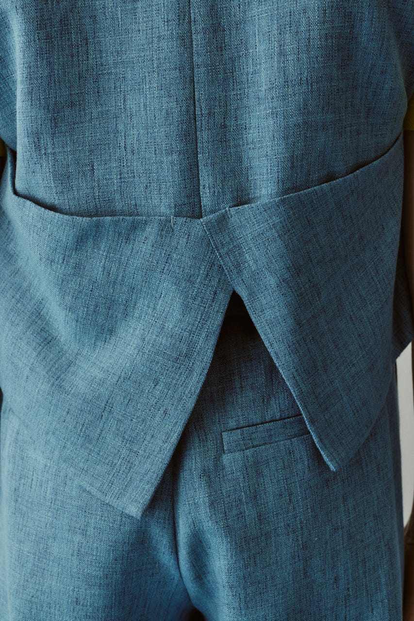 ［予約］Tweed butcher vest L/BLU FREE