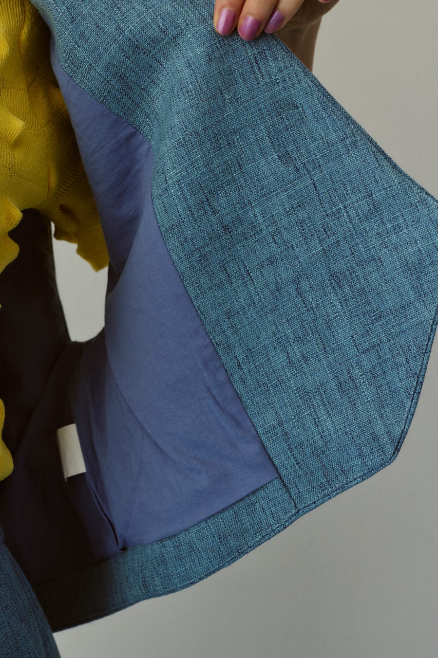 ［予約］Tweed butcher vest L/BLU FREE