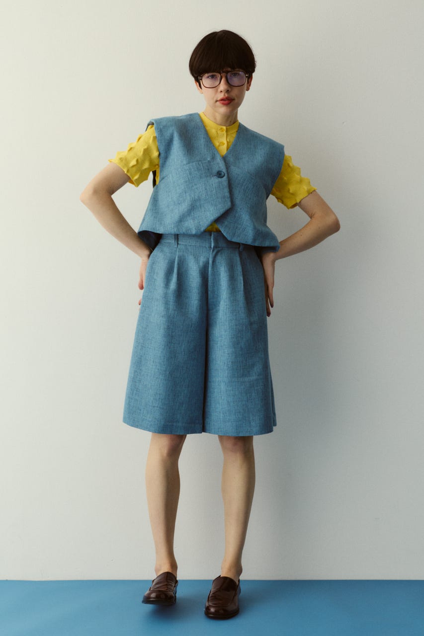 ［予約］Tweed butcher vest L/BLU FREE