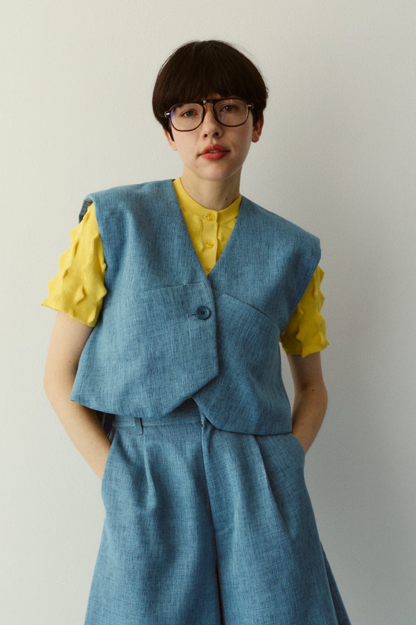 ［予約］Tweed butcher vest L/BLU FREE