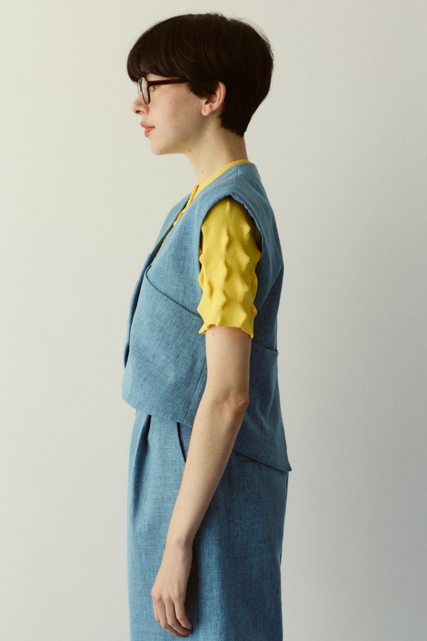 ［予約］Tweed butcher vest L/BLU FREE